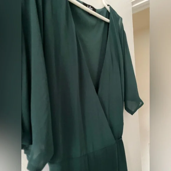 Romantic Energy Emerald Green Flutter Sleeve Maxi Wrap Dress - Picture 7 of 11